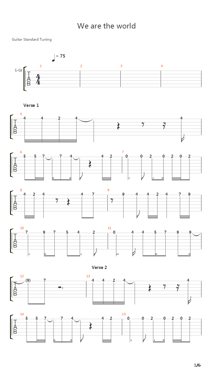 We Are The World吉他谱
