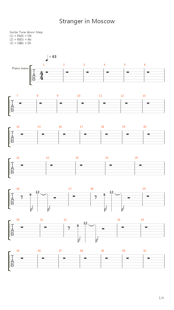 Stranger In Moscow吉他谱