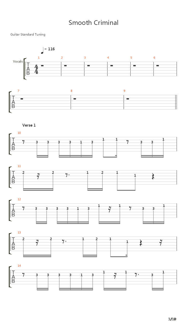 Smooth Criminal吉他谱