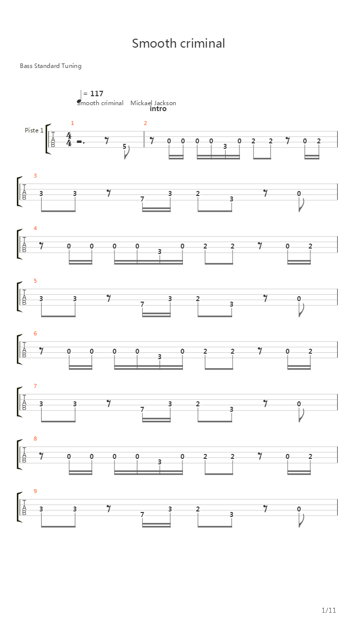 Smooth Criminal吉他谱