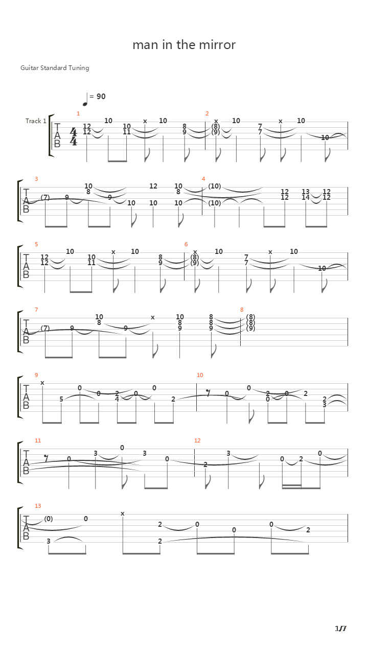 Man In The Mirror吉他谱