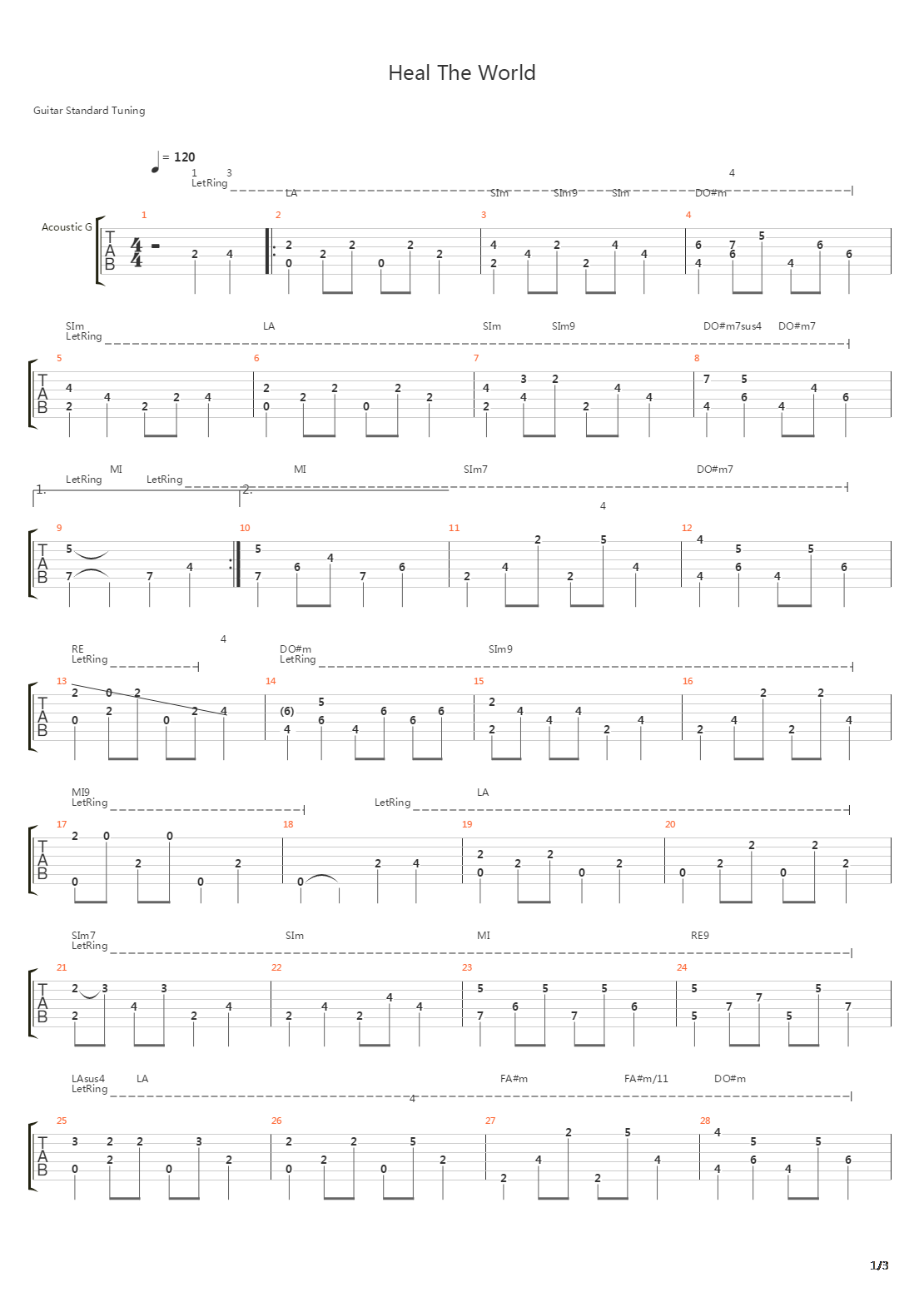 Heal The World吉他谱