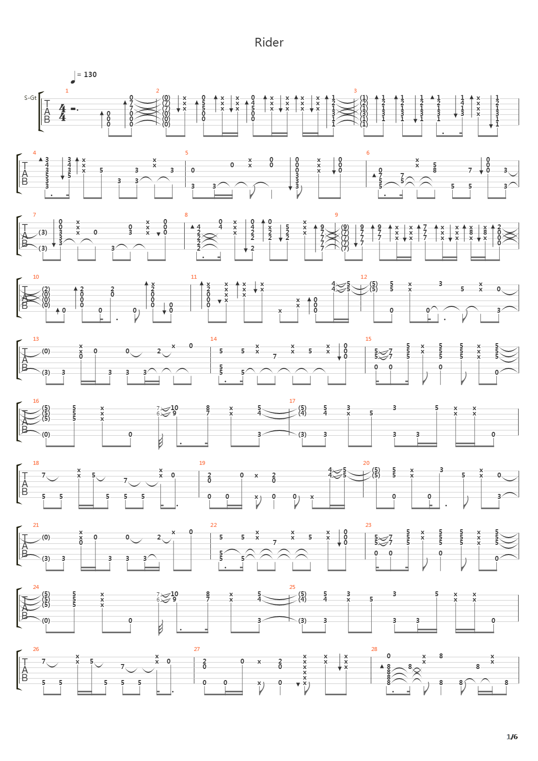Rider吉他谱