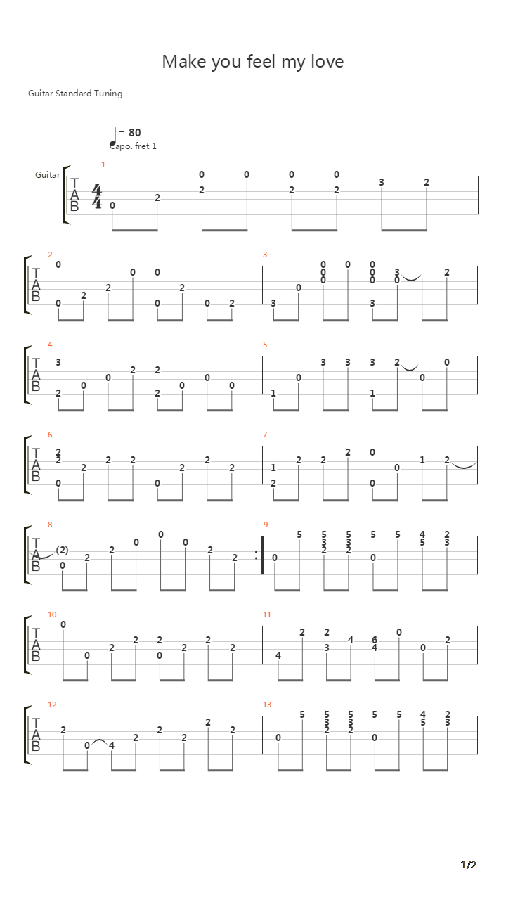 Make You Feel My Love吉他谱