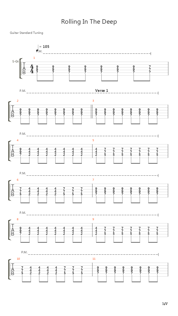 Rolling In The Deep吉他谱