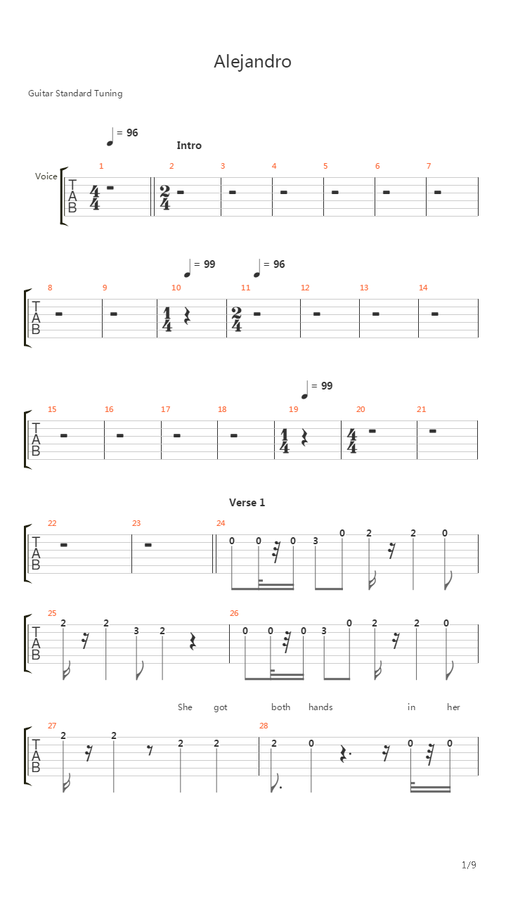 Alejandro吉他谱