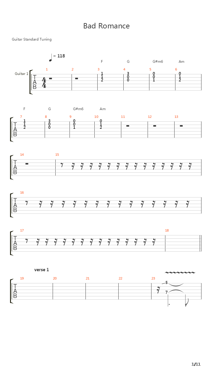 Bad Romance吉他谱