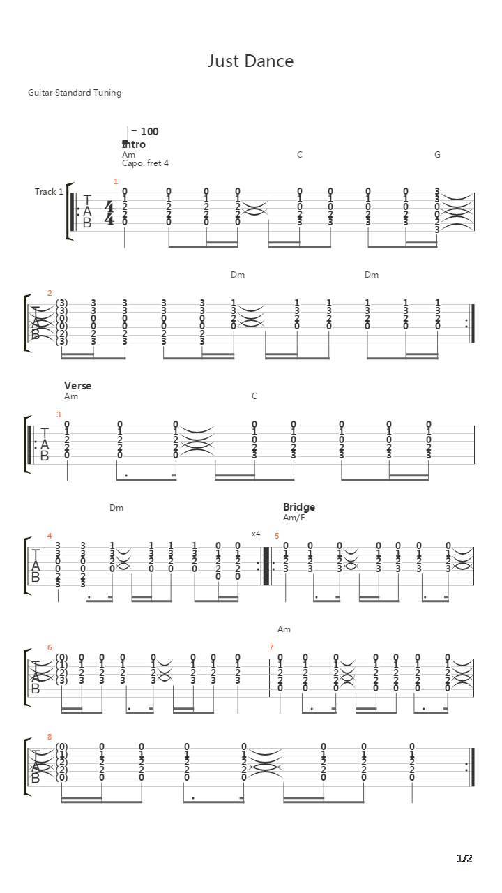 Just Dance吉他谱