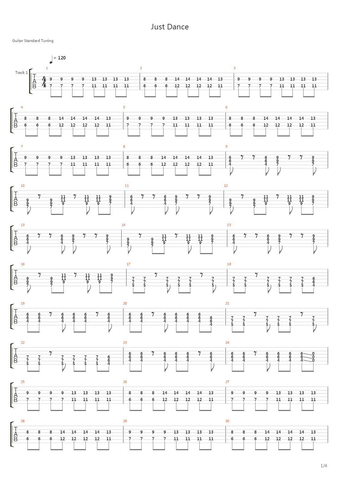Just Dance吉他谱