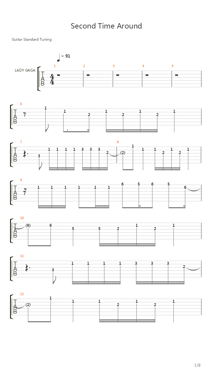 Second Time Around吉他谱