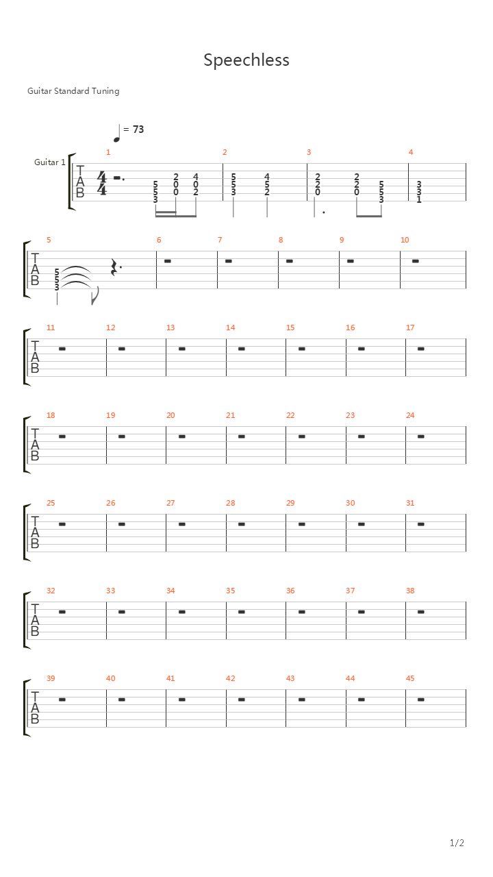 Speechless吉他谱