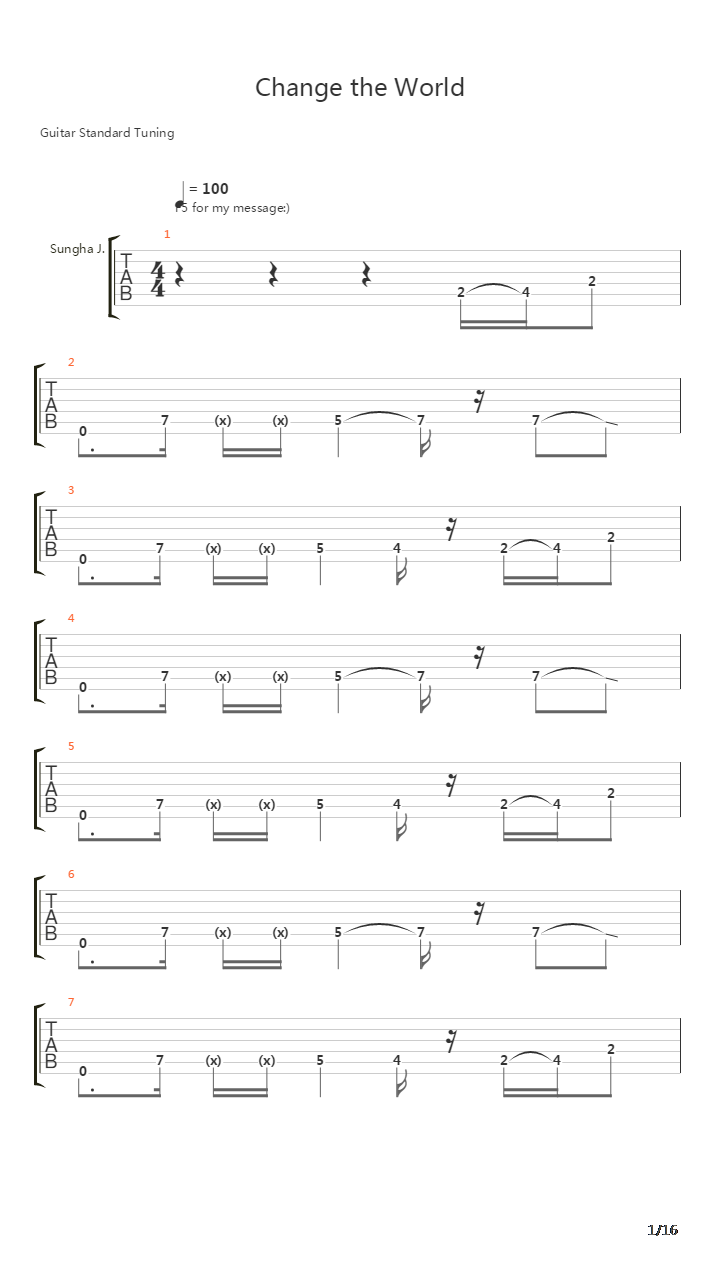 Change The World(郑成河＆田中彬博)吉他谱