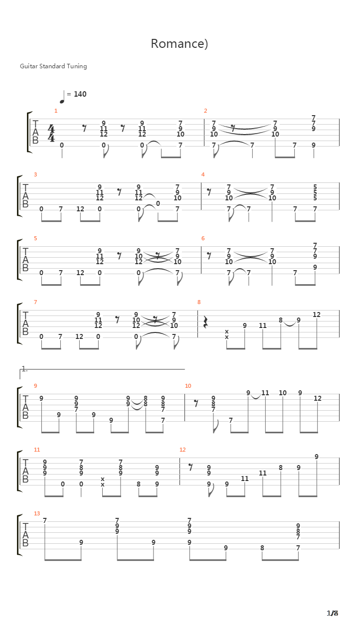 Romance吉他谱
