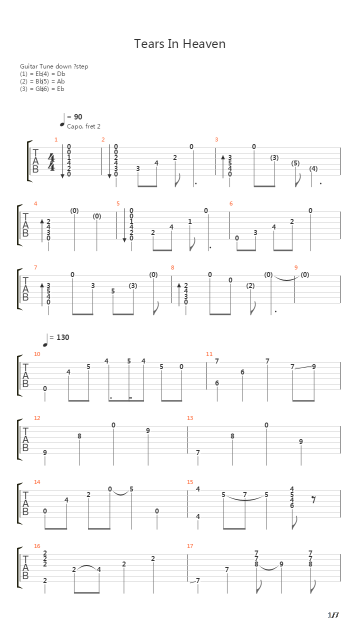 Tears In Heaven吉他谱