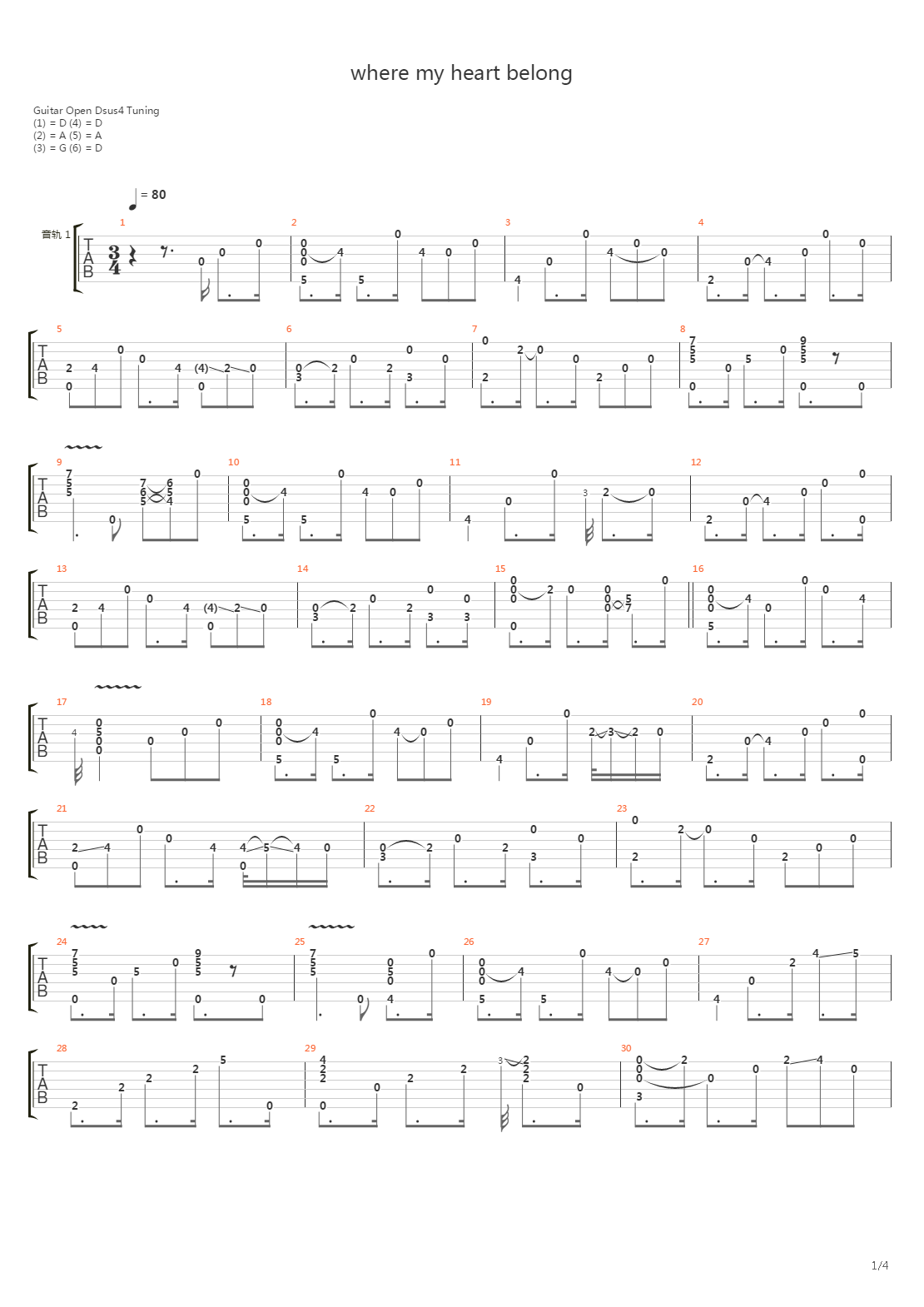 Where my heart belong吉他谱