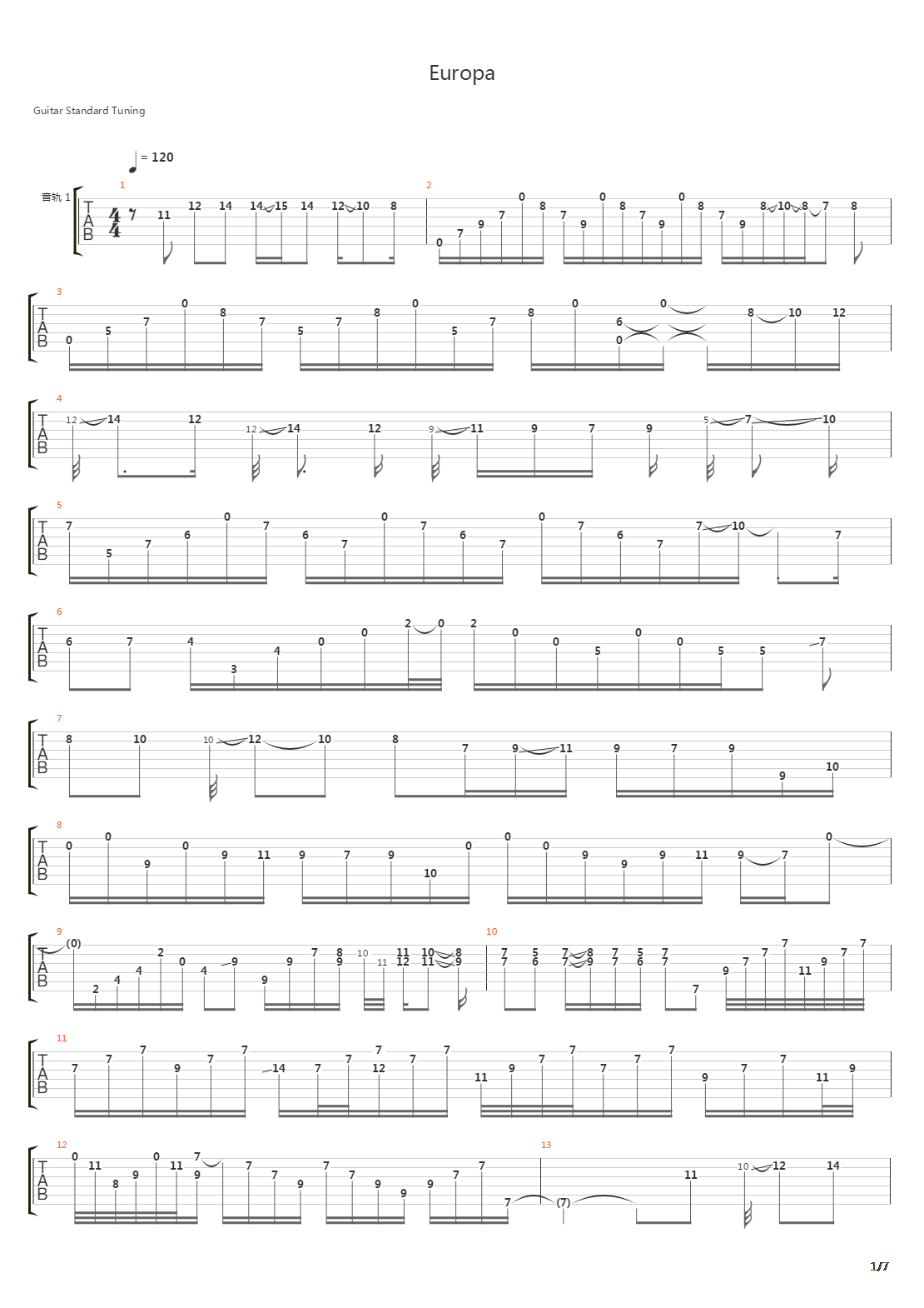 Europa吉他谱