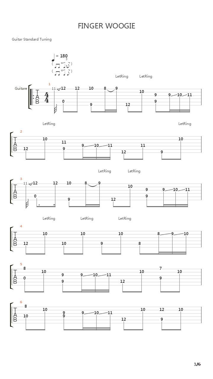 Finger Woogie吉他谱