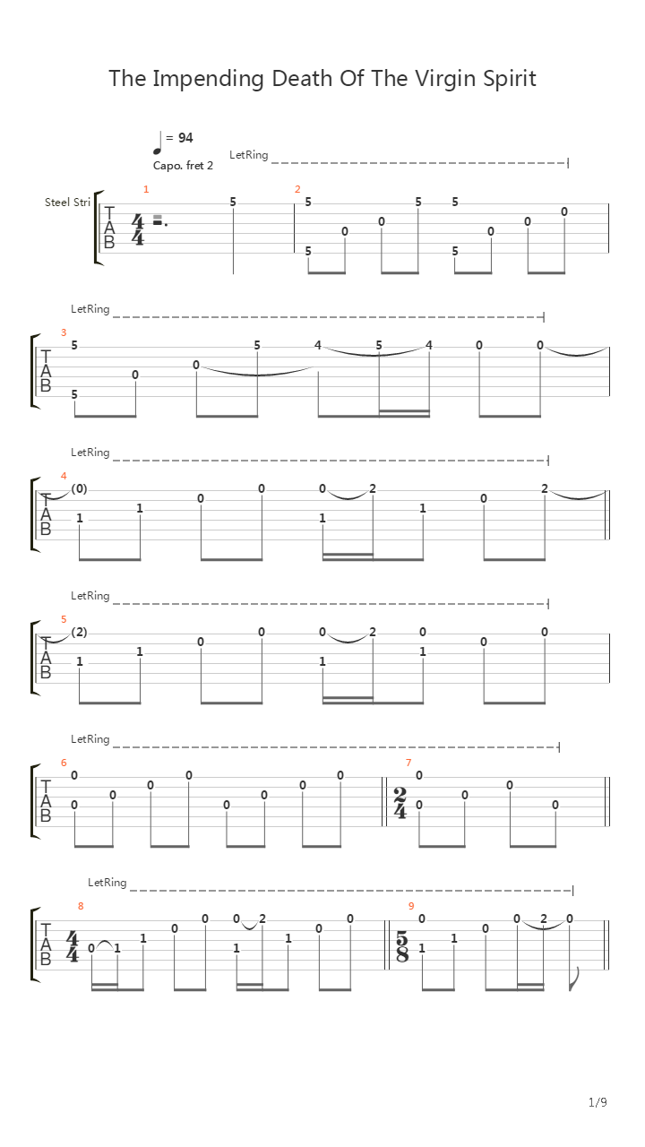 The Impending Death Of The Virgin Spirit吉他谱