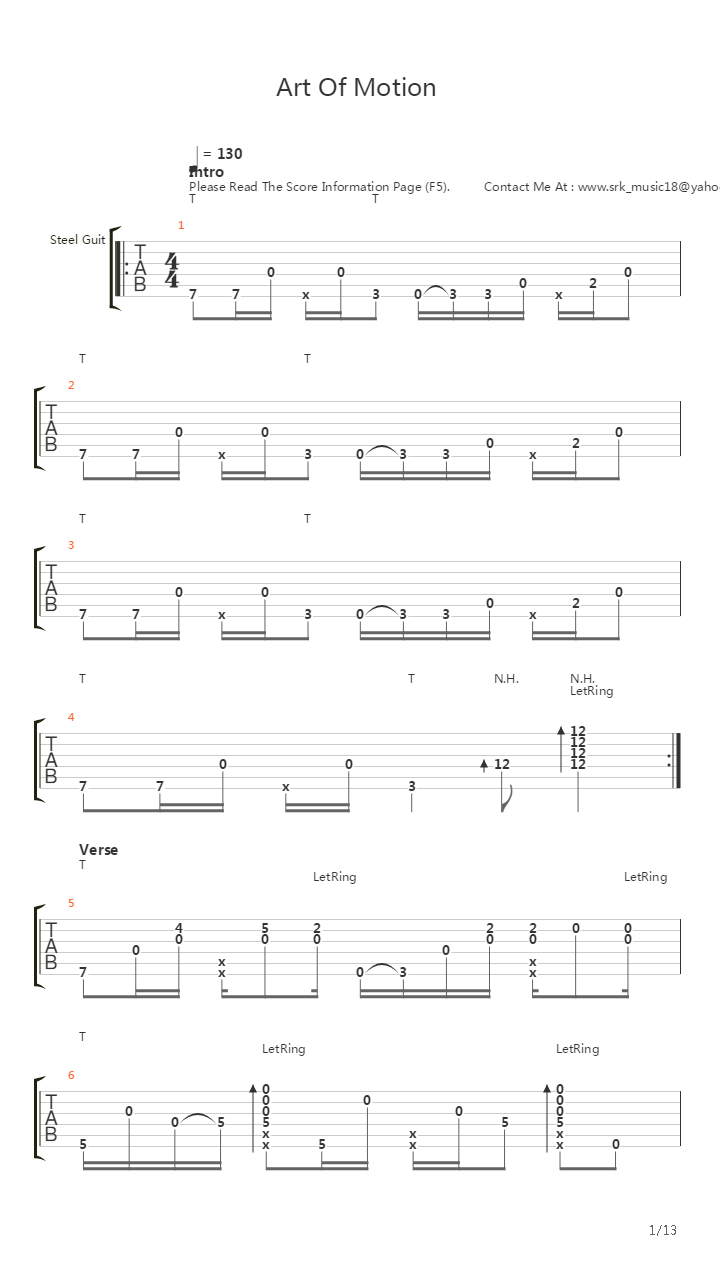 Art Of Motion吉他谱