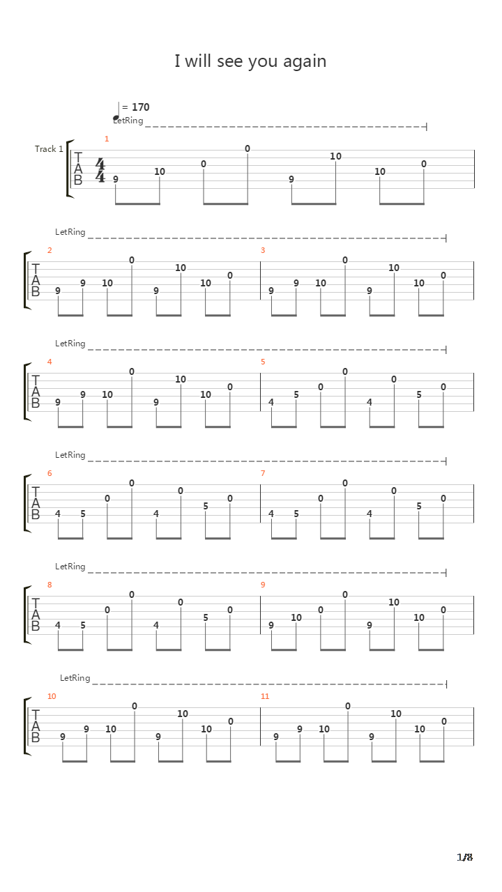 I Will See You Again吉他谱