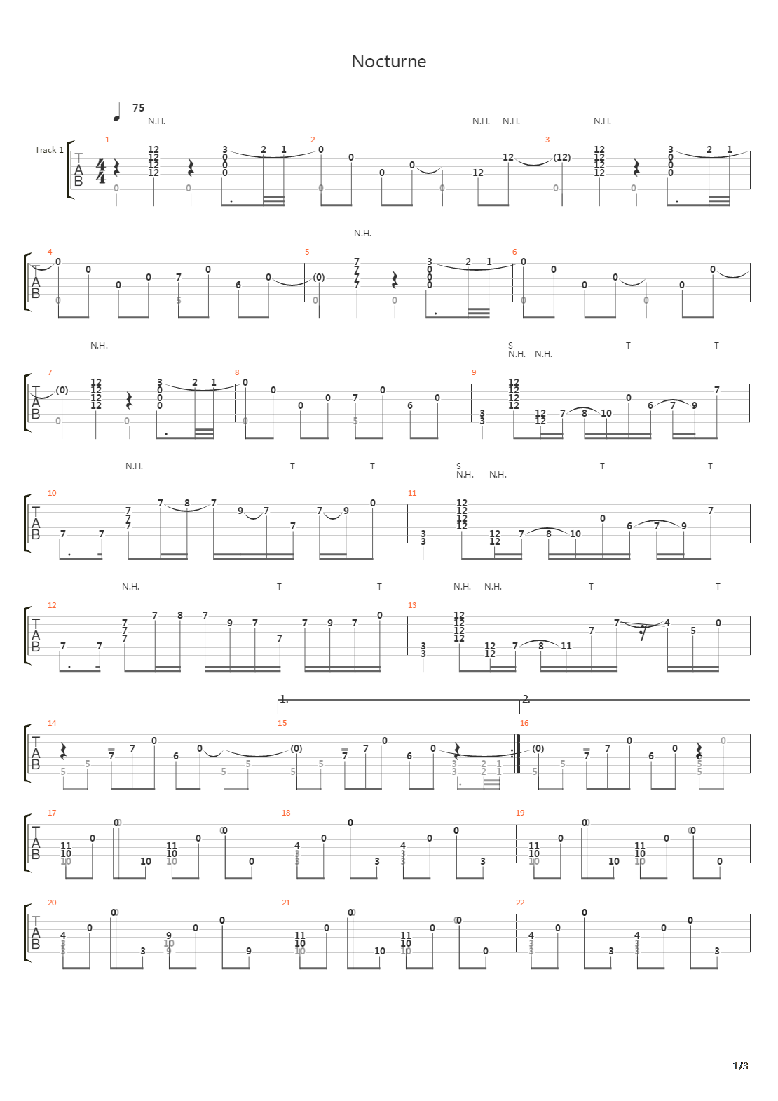 Nocturne吉他谱