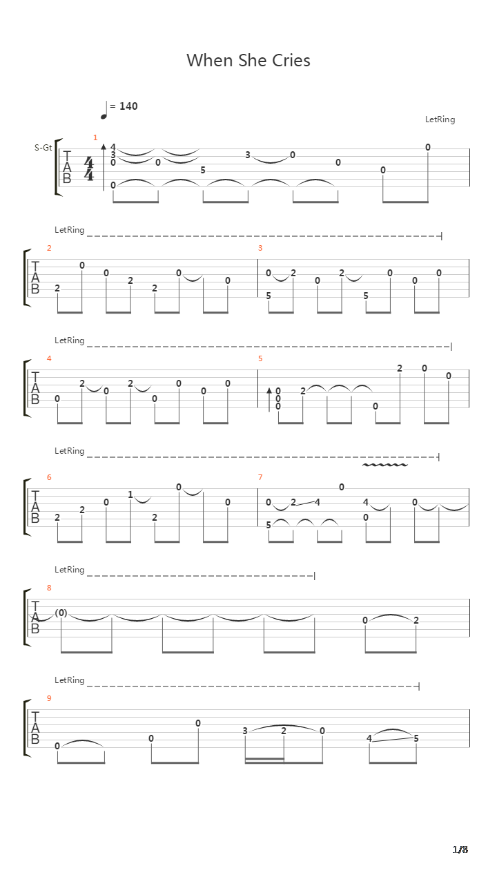 When She Cries吉他谱