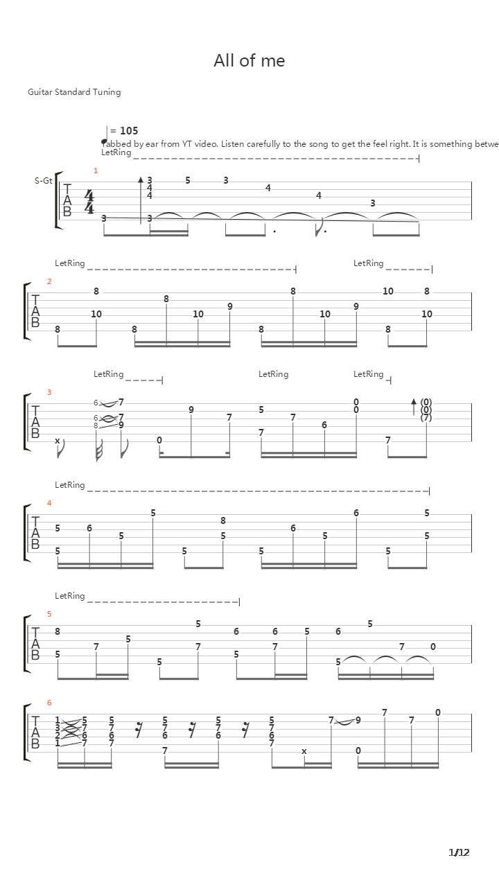 All Of Me吉他谱