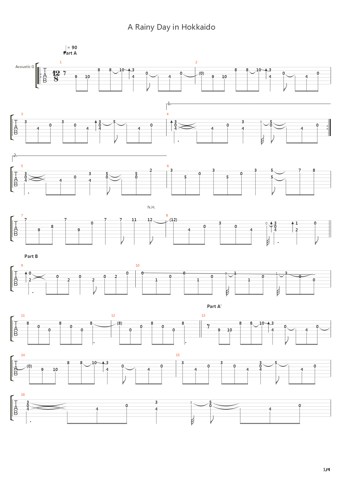 A Rainy Day in Hokkaido吉他谱