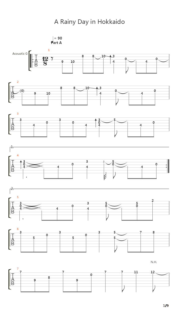 A Rainy Day in Hokkaido吉他谱