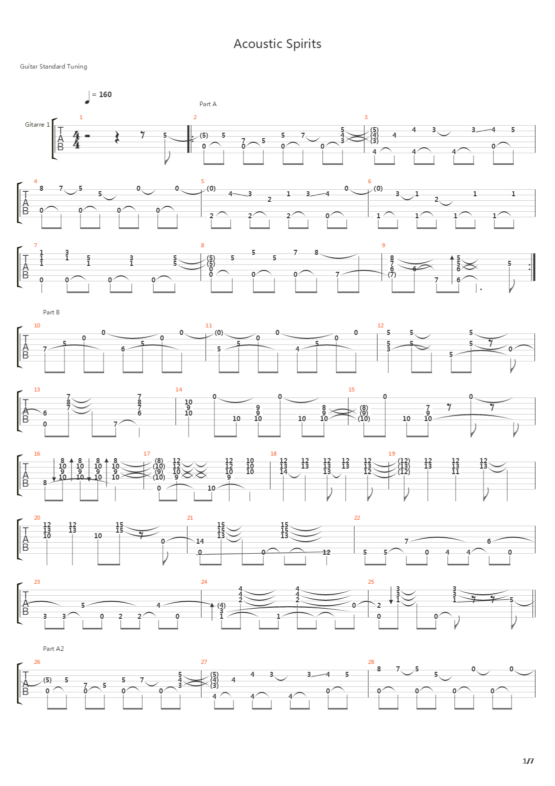 Acoustic Spirits吉他谱
