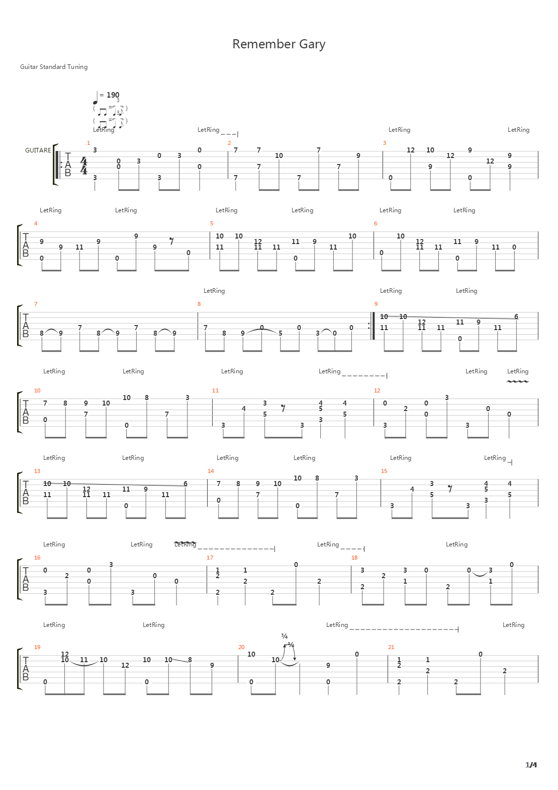 Remember Gary吉他谱