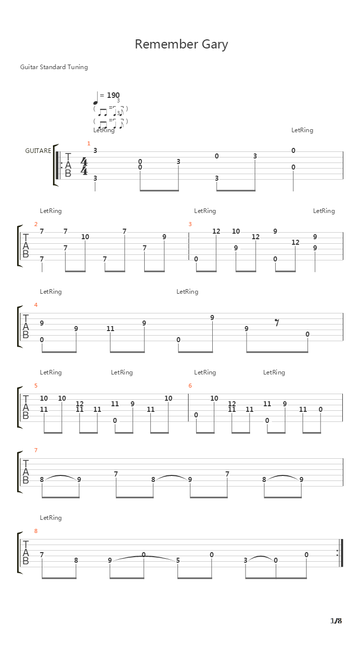 Remember Gary吉他谱