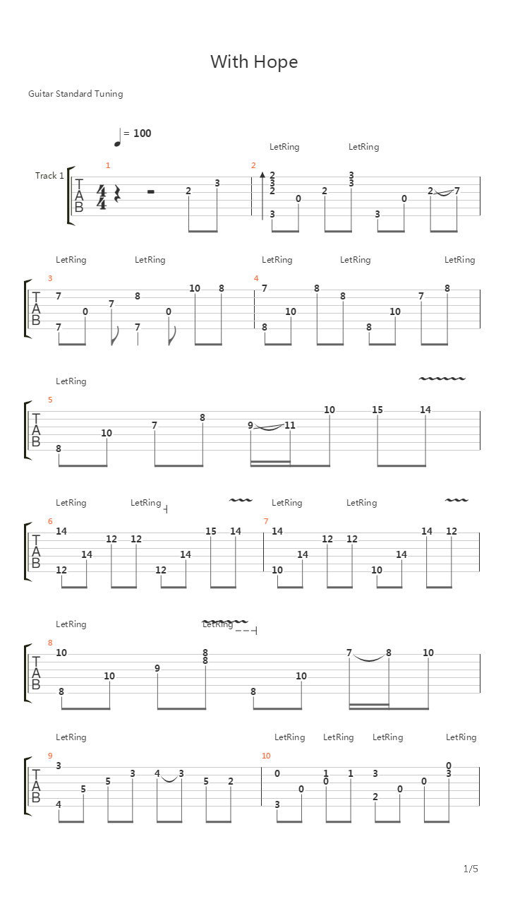 With Hope吉他谱