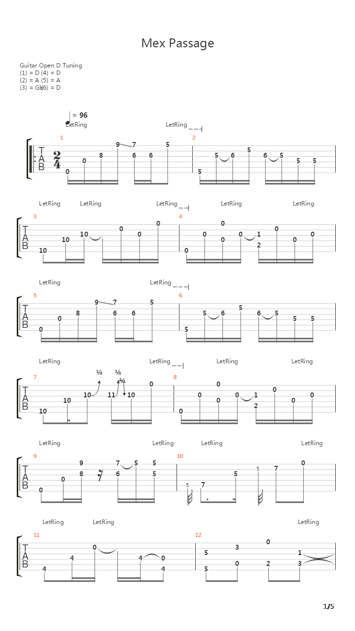 Mex Passage吉他谱