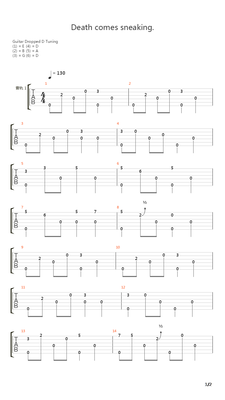 Death comes sneaking(死神悄悄来临)吉他谱