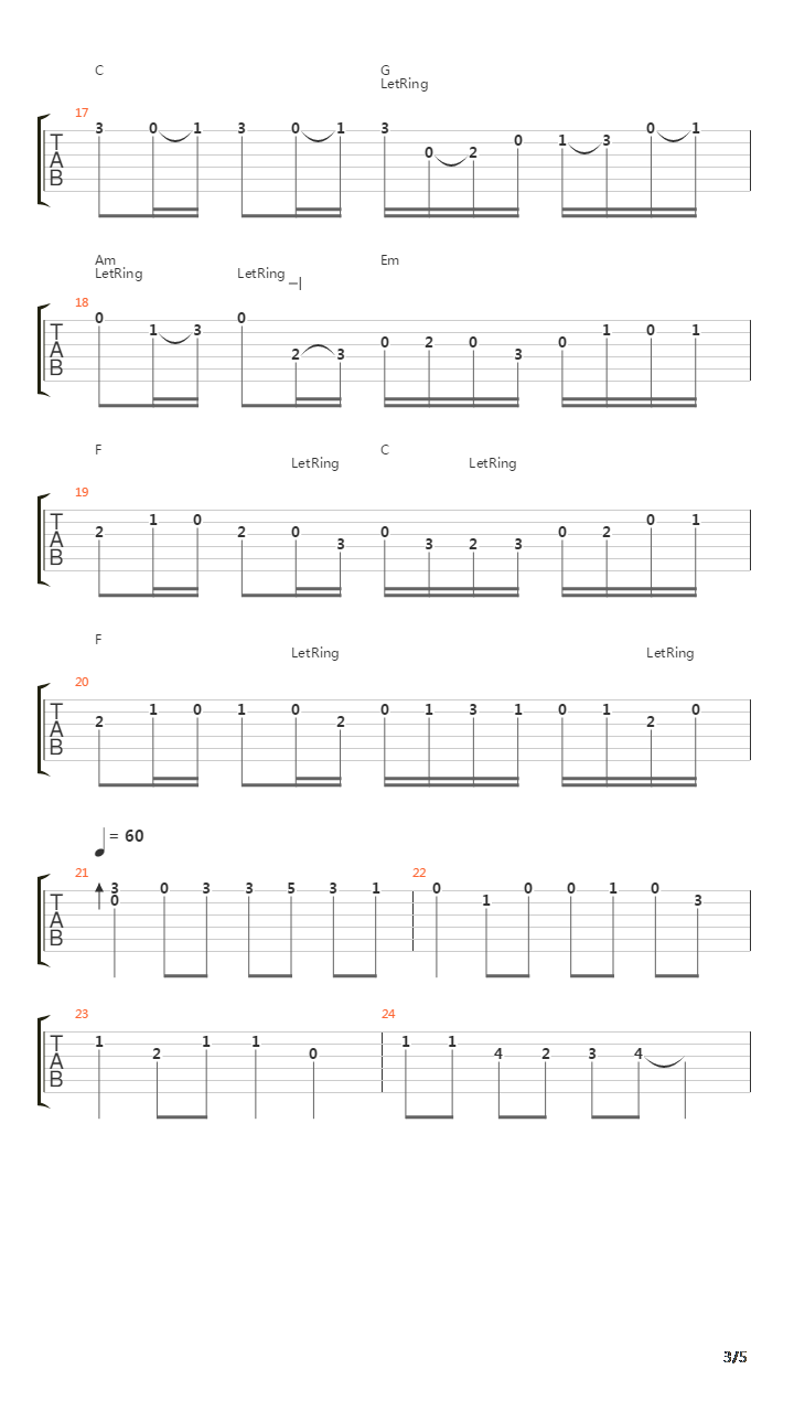 卡农(Canon)吉他谱