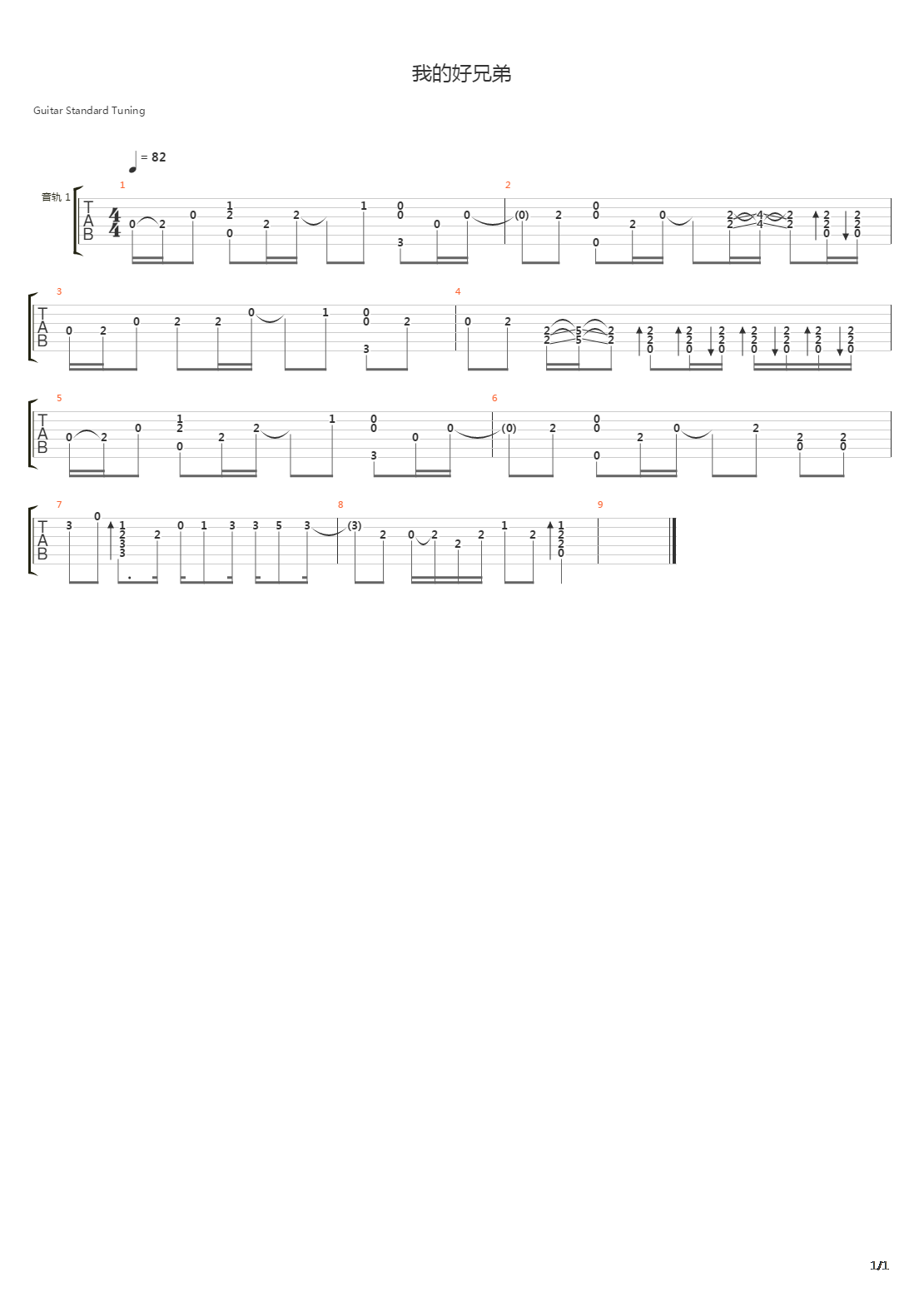 我的好兄弟吉他谱