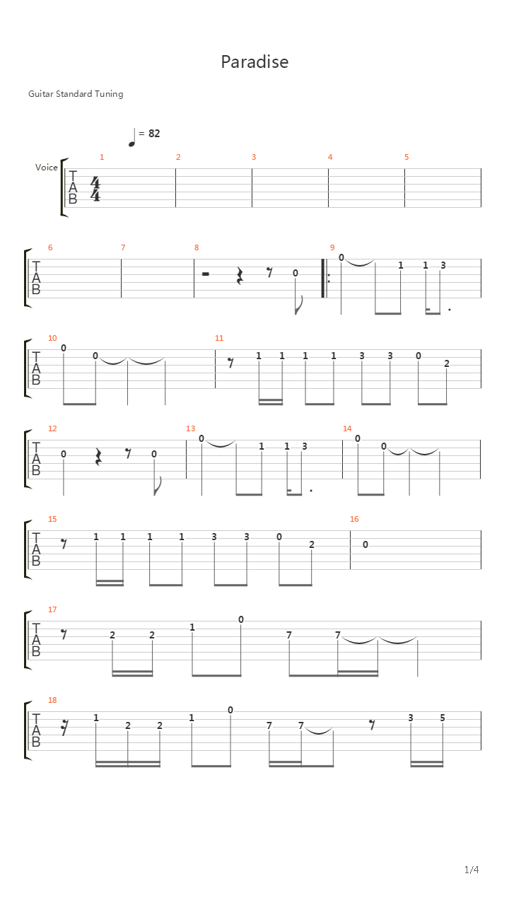 Paradise吉他谱