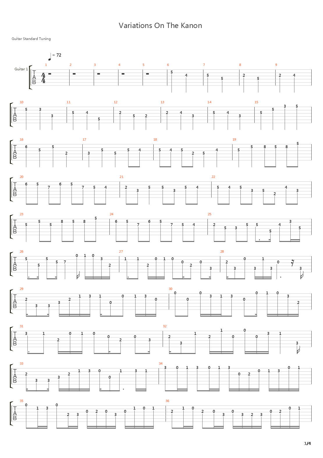 卡农(Canon)吉他谱