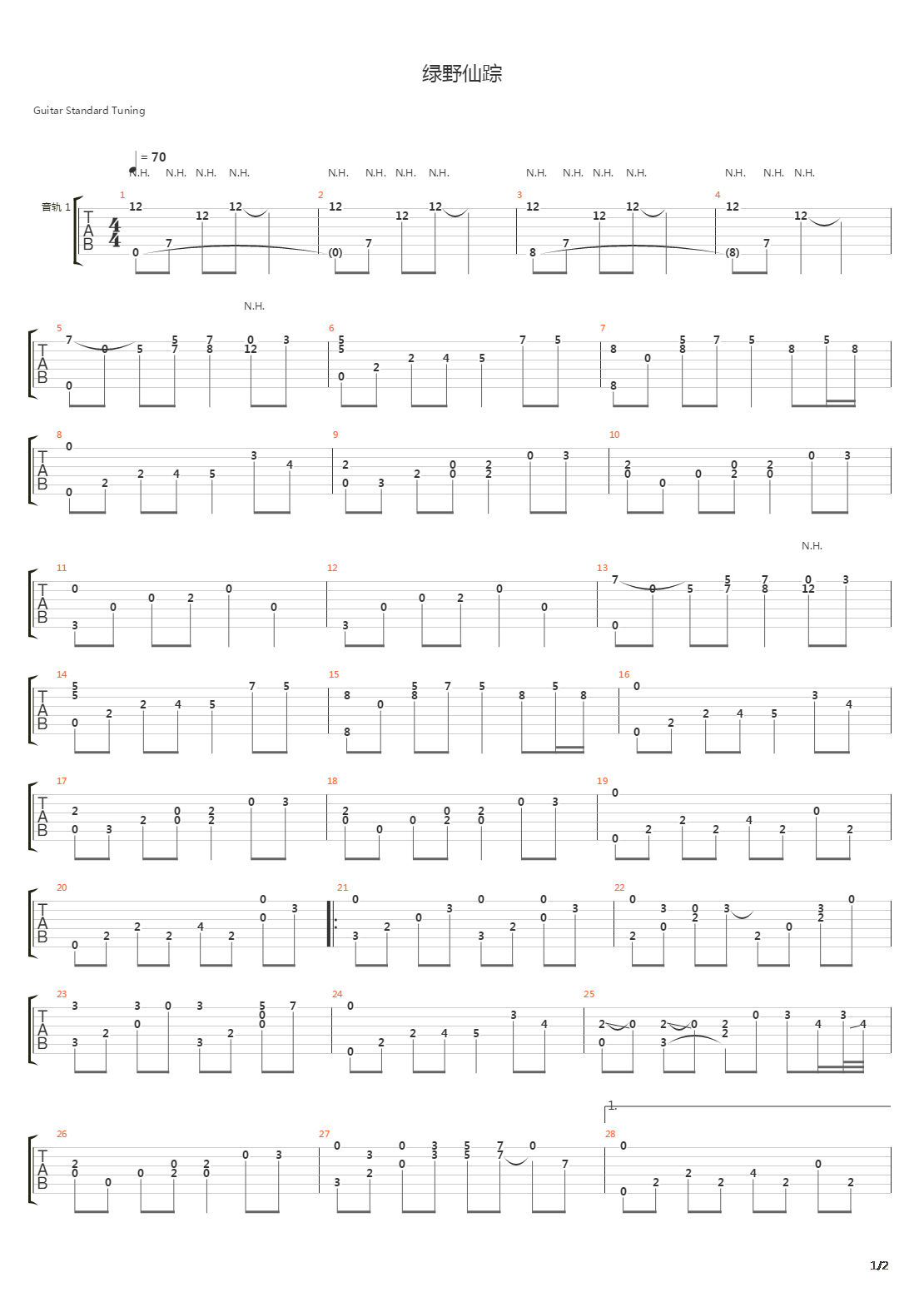 绿野仙踪吉他谱