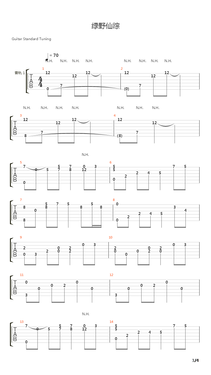 绿野仙踪吉他谱