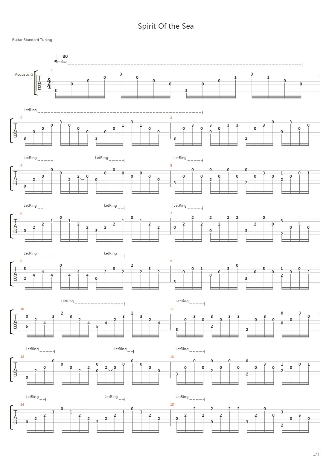 Spirit Of the Sea吉他谱