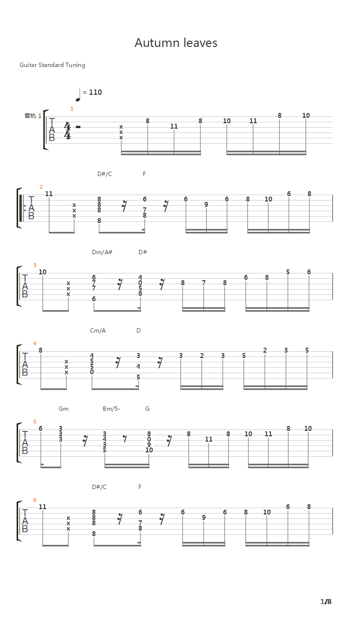 Autumn leaves吉他谱