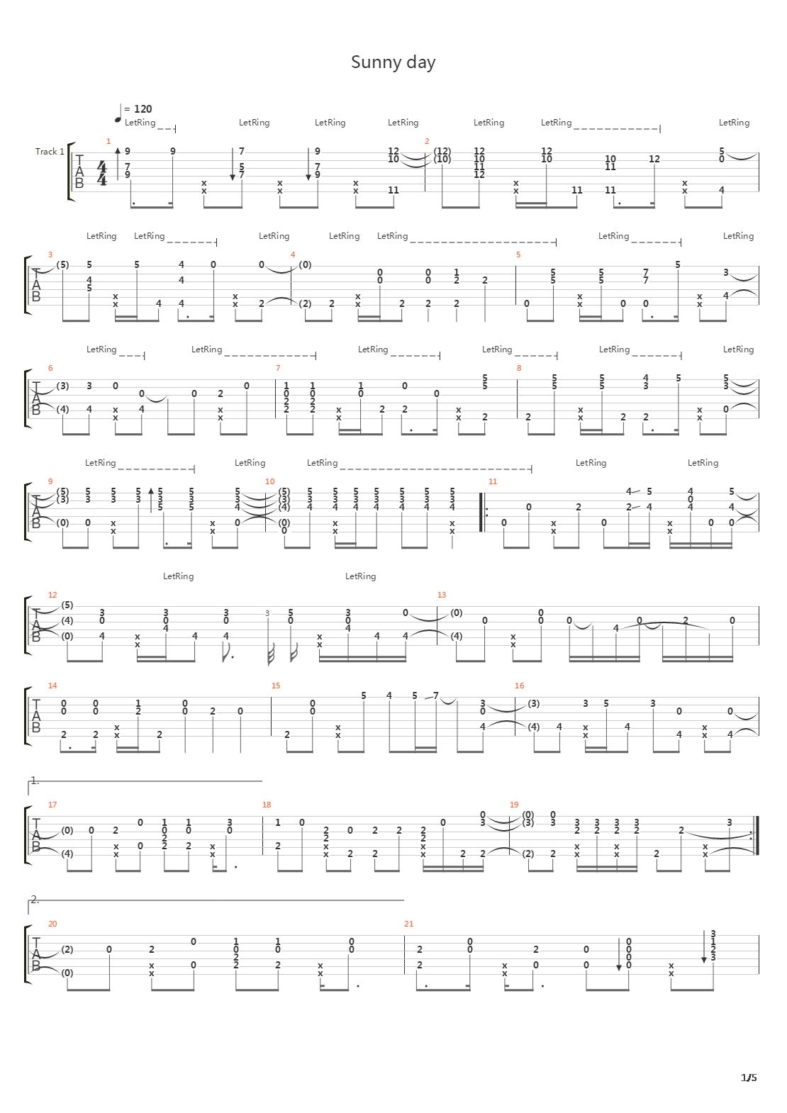 Sunny Day吉他谱
