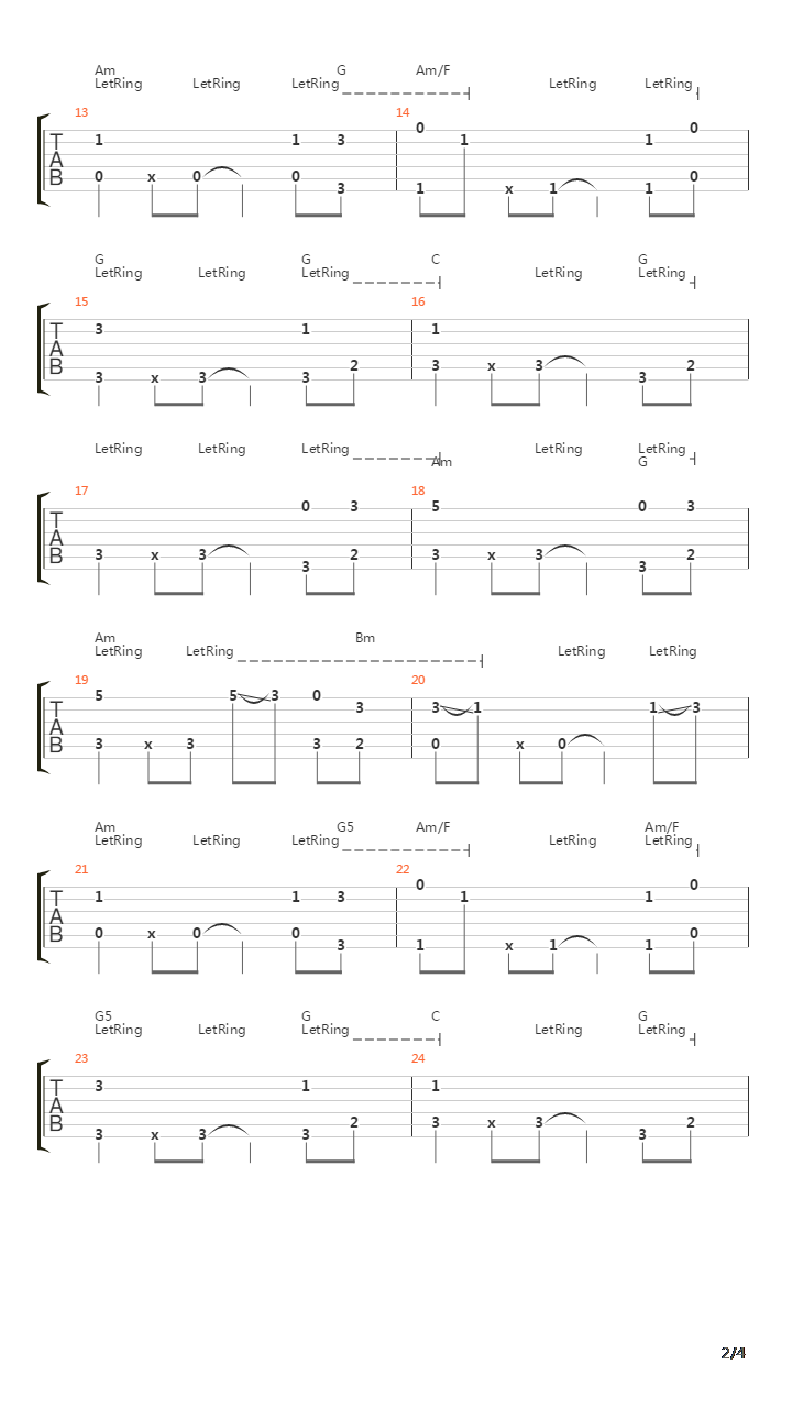 Stand By Me(KEY C)吉他谱