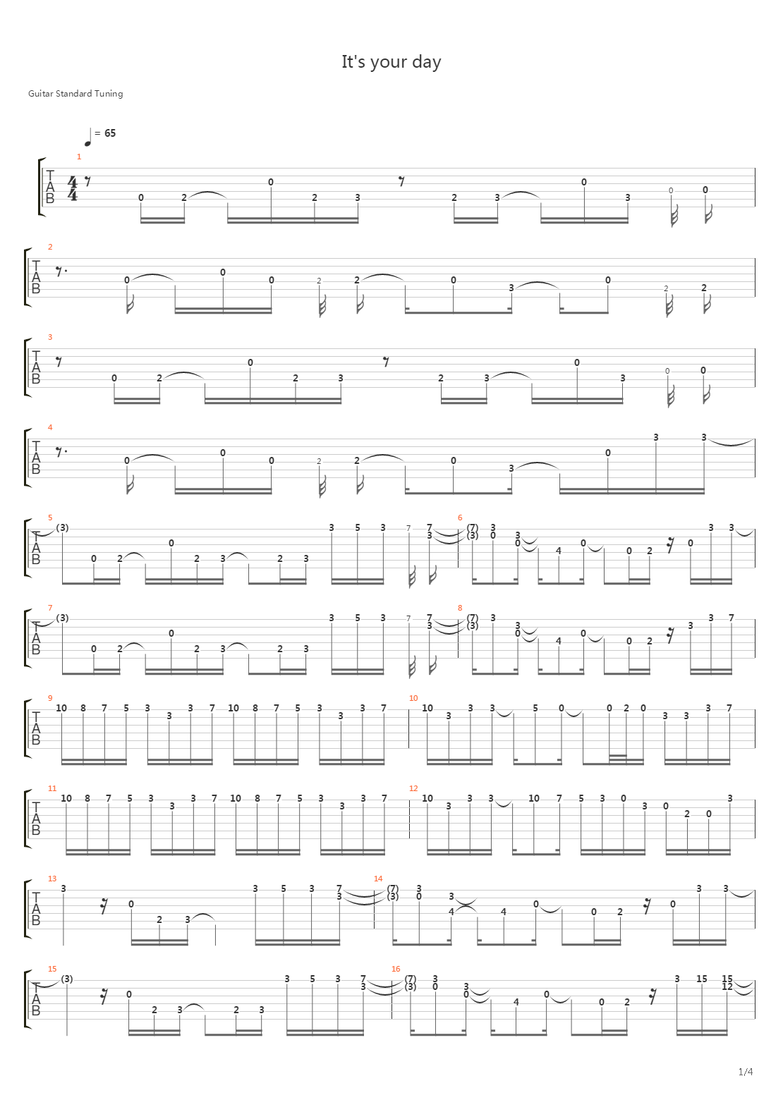 Its Your Day吉他谱