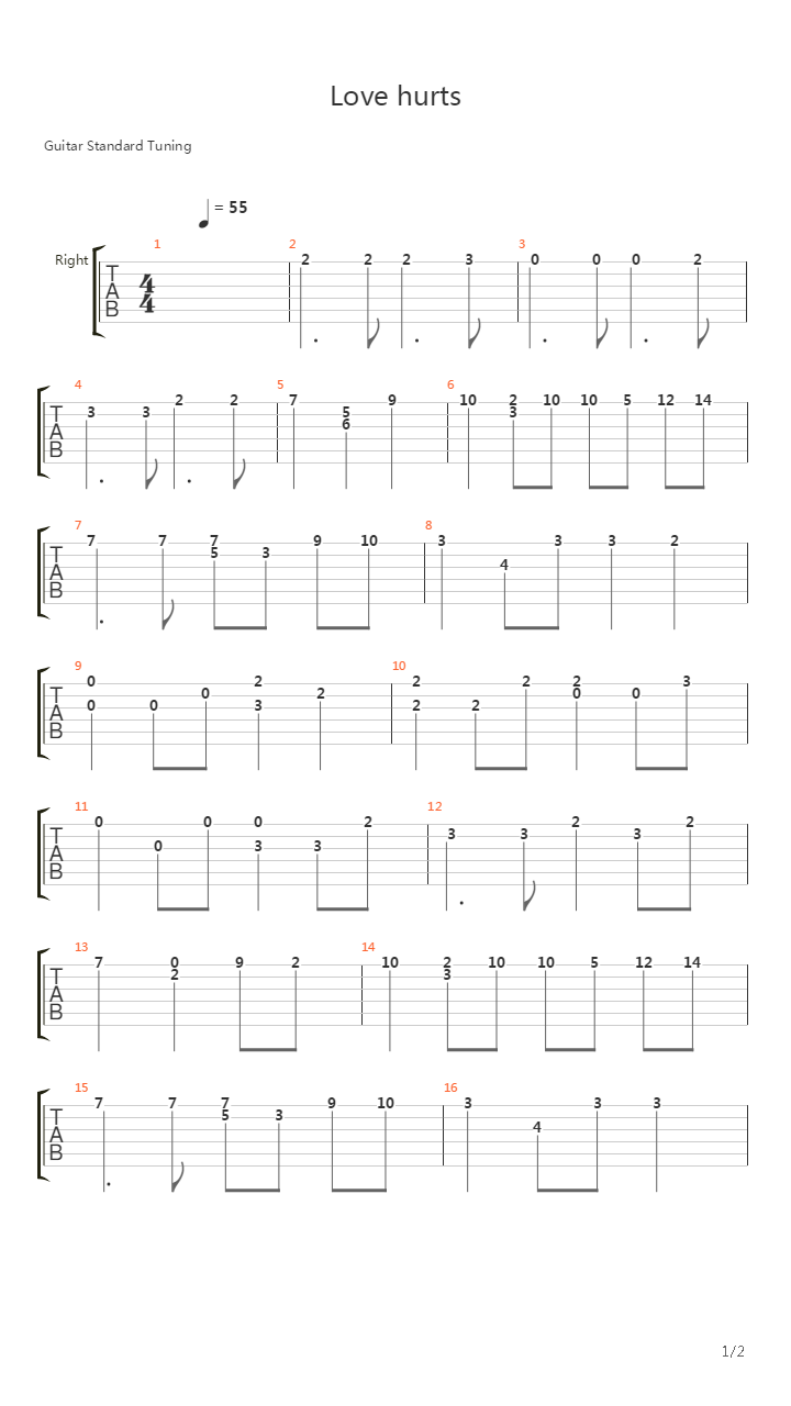 Love Hurts吉他谱