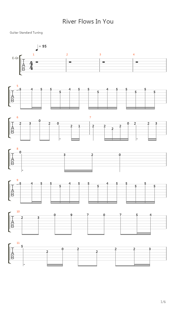 River Flows In You吉他谱