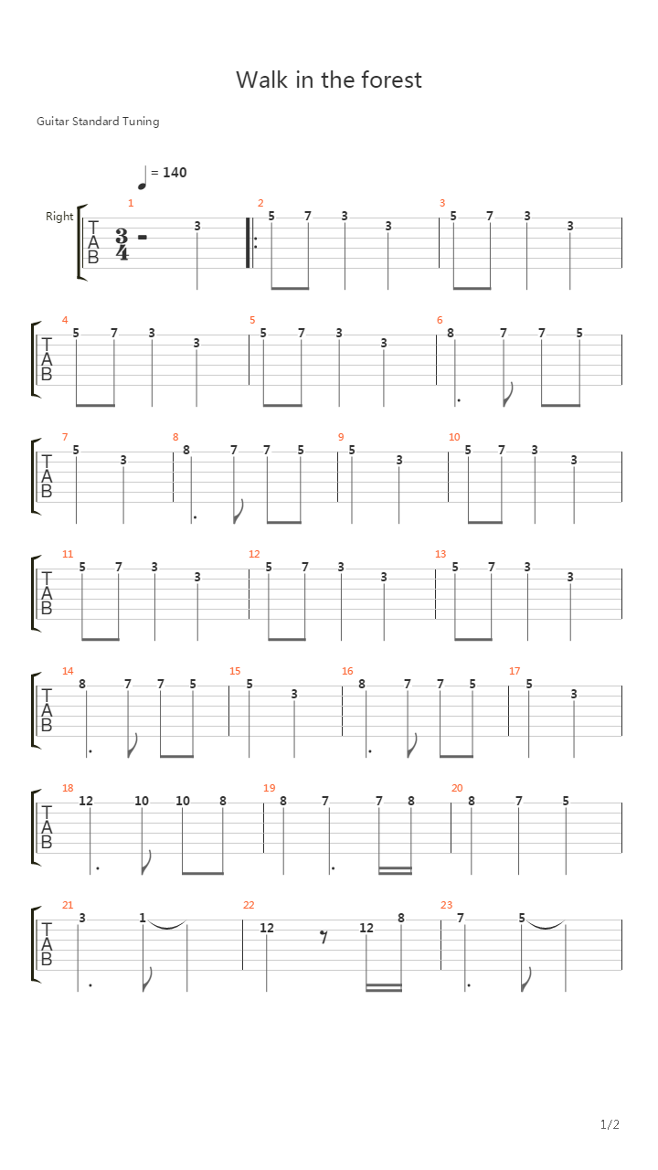 Walk In The Forest吉他谱