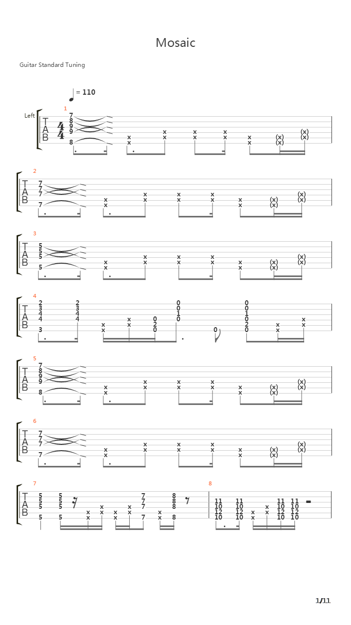 Mosaic吉他谱